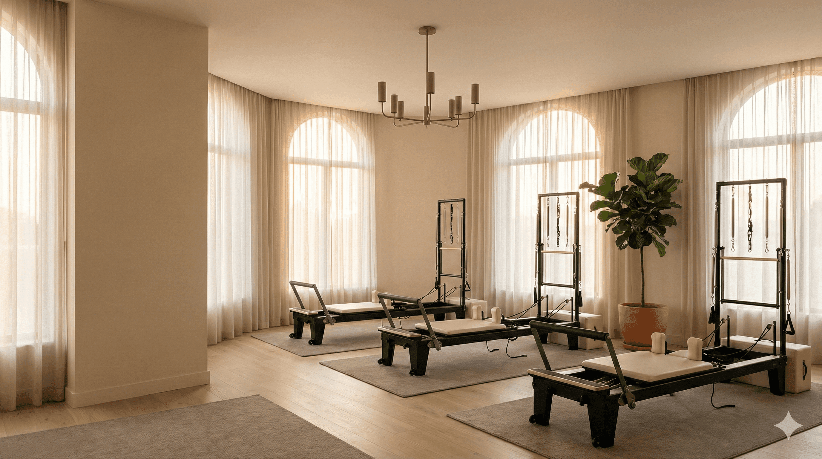 Skyline Pilates studio interior — reformer machines and elegant studio space in Tenterden, Kent